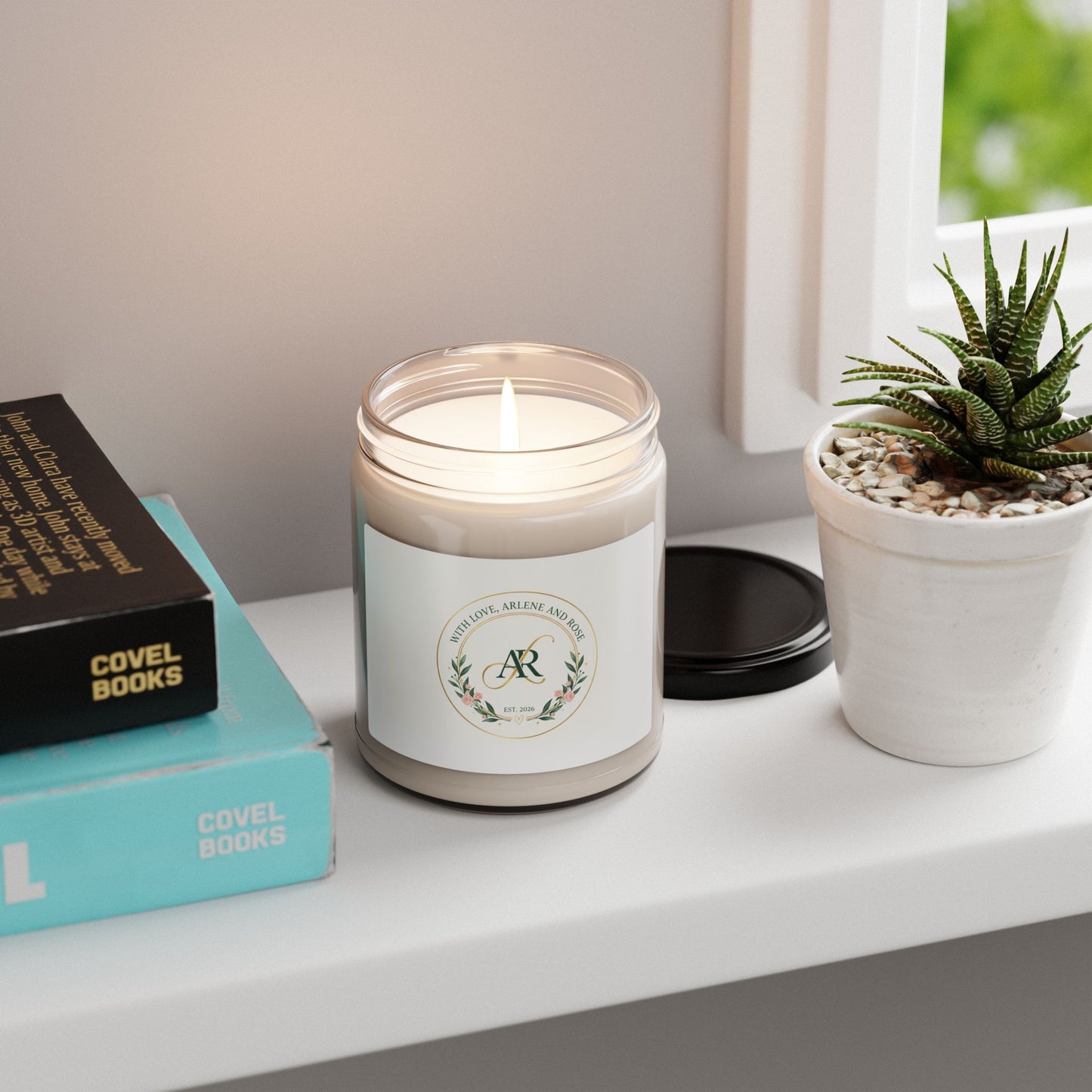 Soy Candle — Floral Monogram Scented Jar (9 oz)