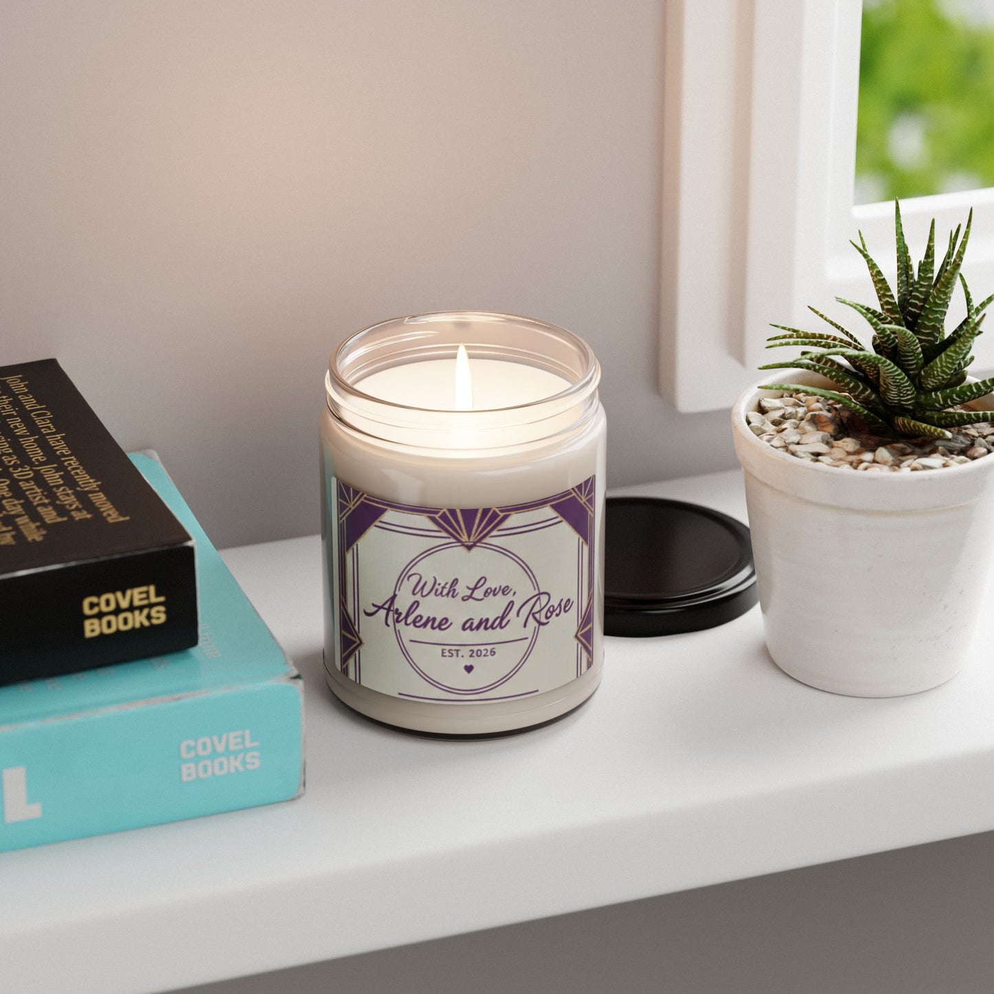 Personalized Scented Soy Candle — "With Love, Arlene and Rose" (9oz)