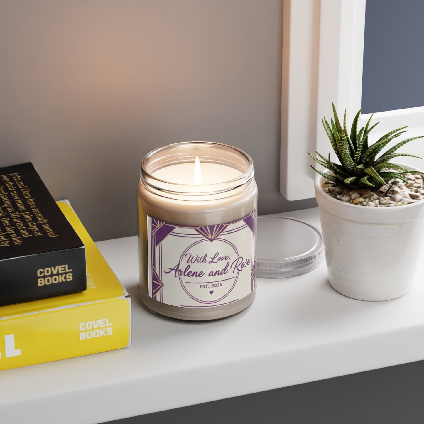 Personalized Soy Candle 9oz – "With Love, Arlene and Rose" White Lid
