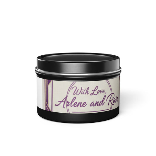 Personalized Tin Candle — "With Love, Arlene and Ron" Decorative Scented Candle