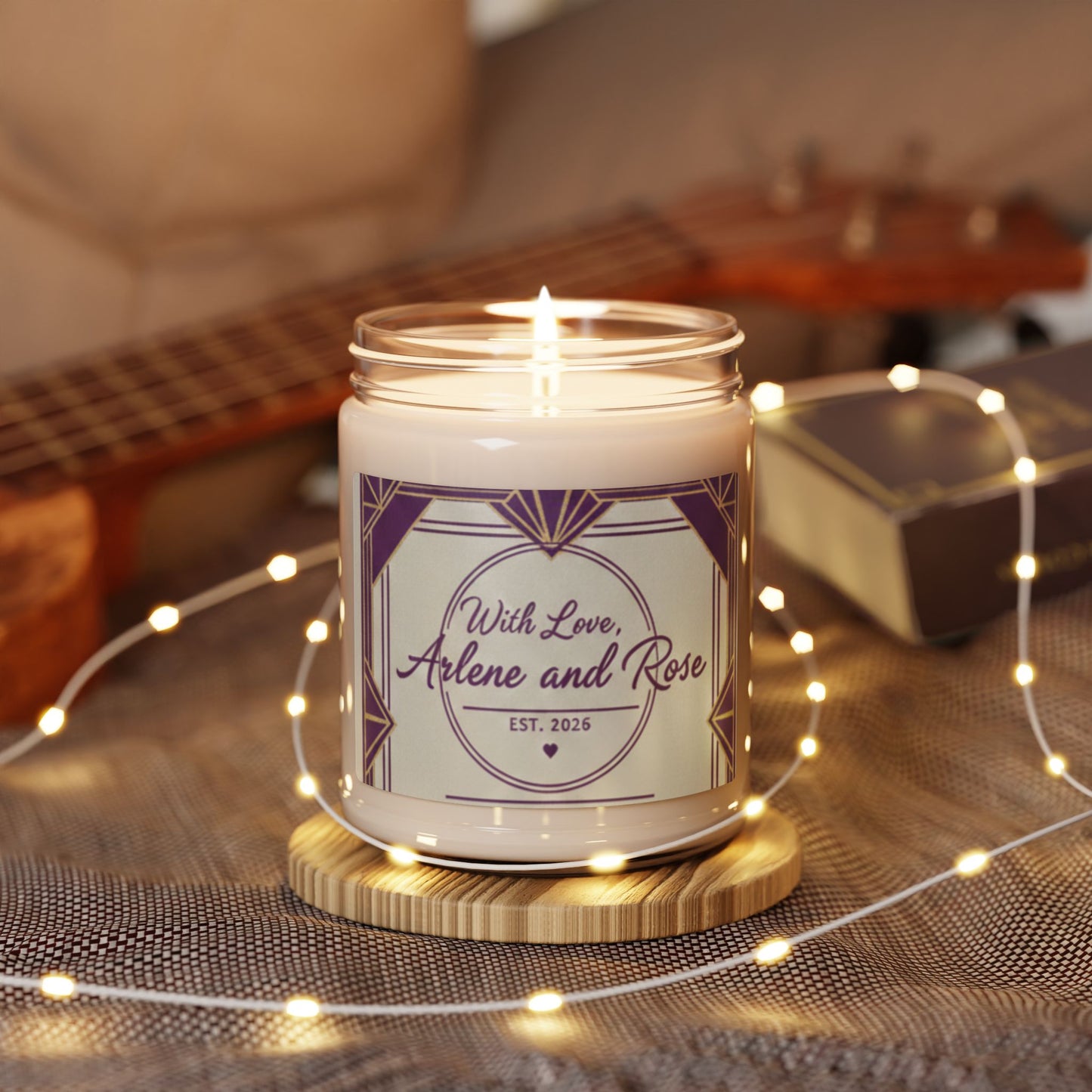 Personalized Scented Soy Candle — "With Love, Arlene and Rose" (9oz)