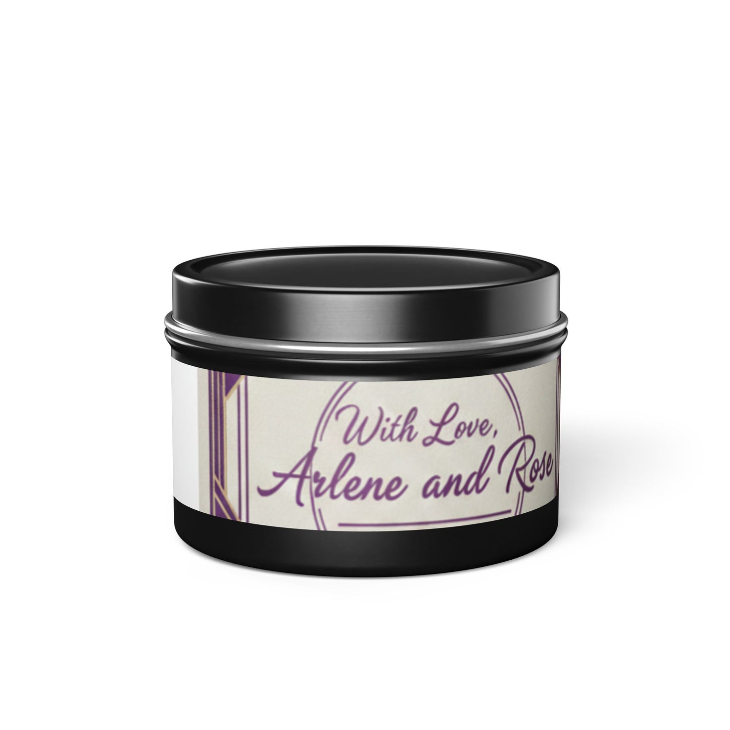 Personalized Tin Candle — "With Love, Arlene and Ron" Decorative Scented Candle