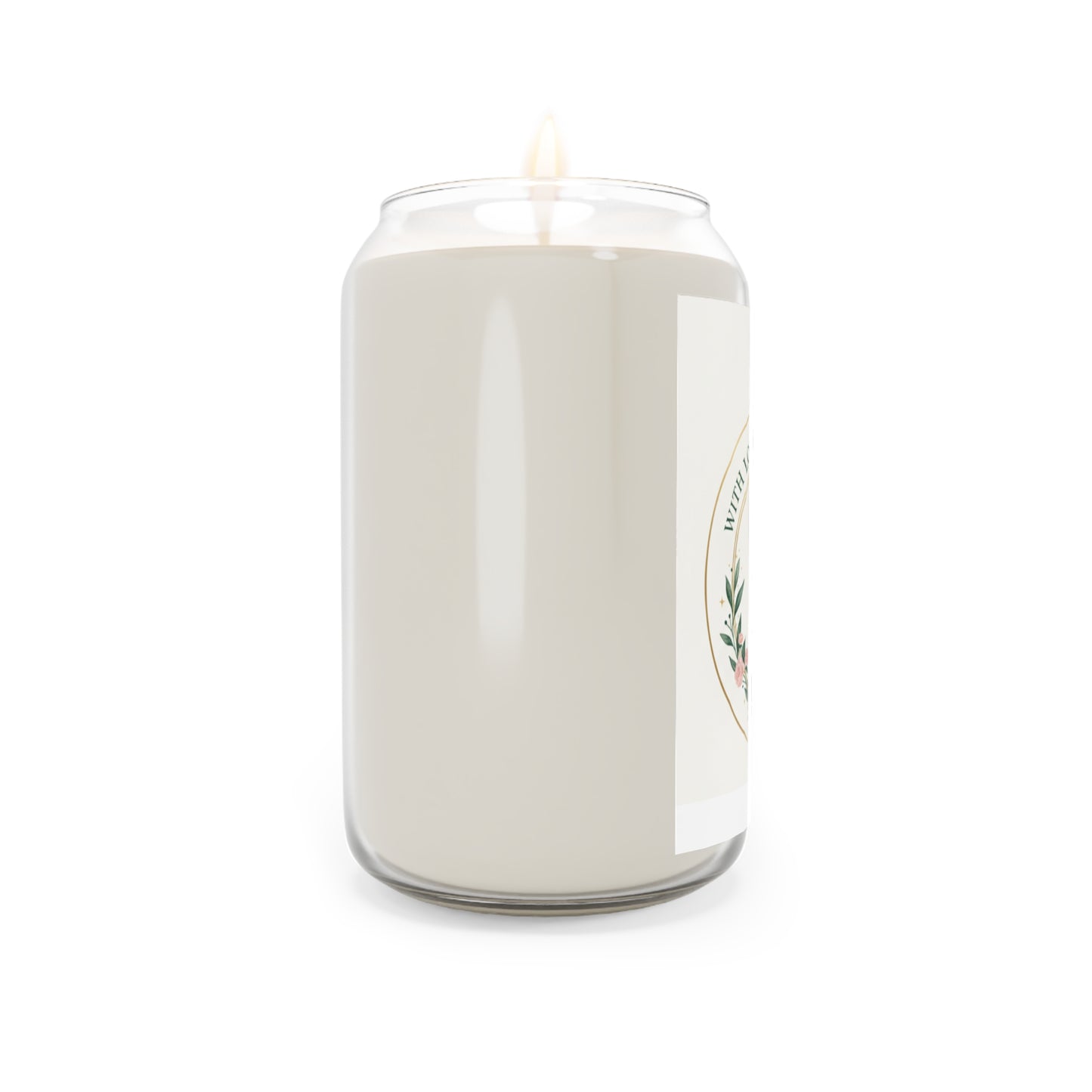 Personalized Soy Candle 13.75oz — Monogram 'AR' with Floral Wreath, Est. 2026 (Custom Message)