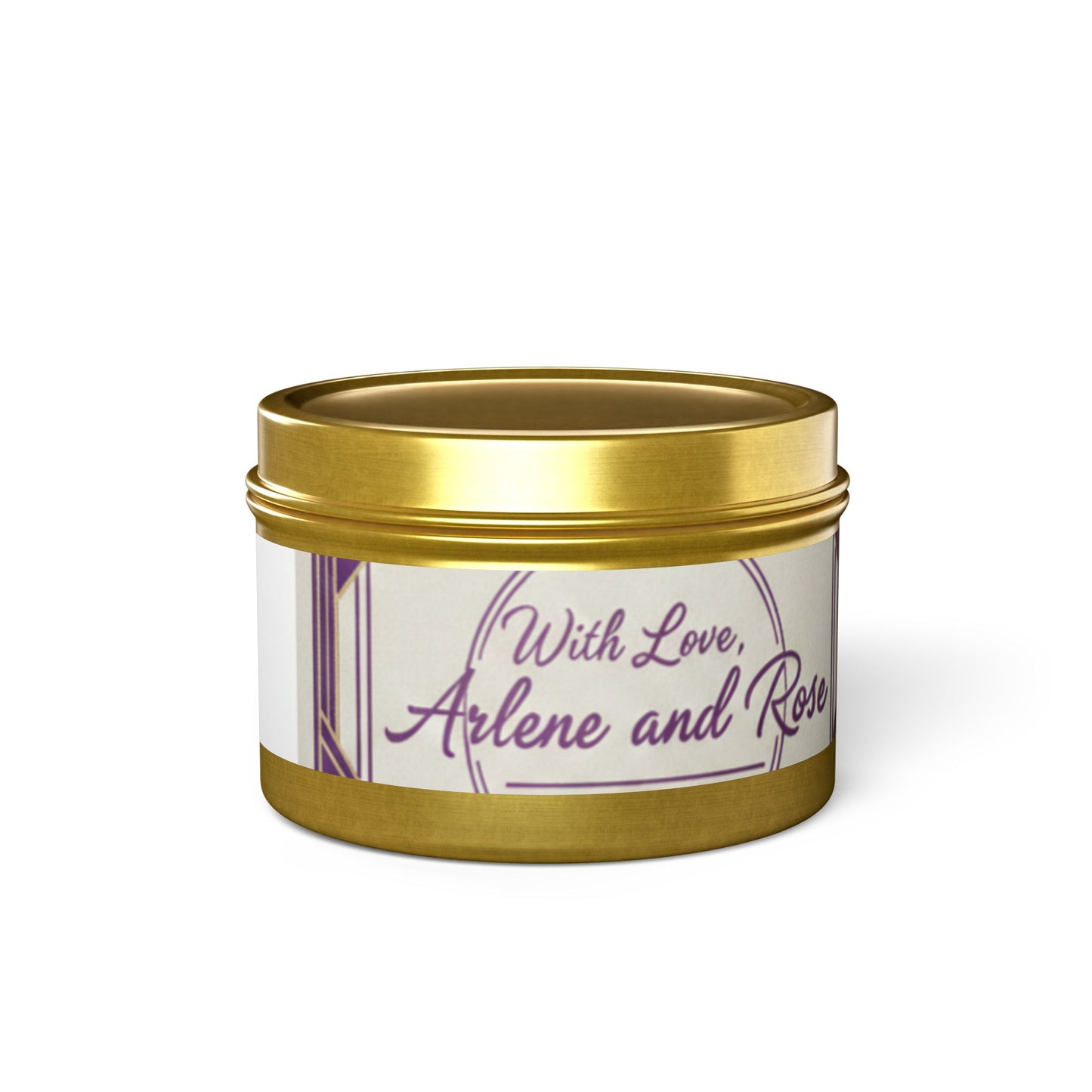 Personalized Tin Candle — "With Love, Arlene and Ron" Decorative Scented Candle