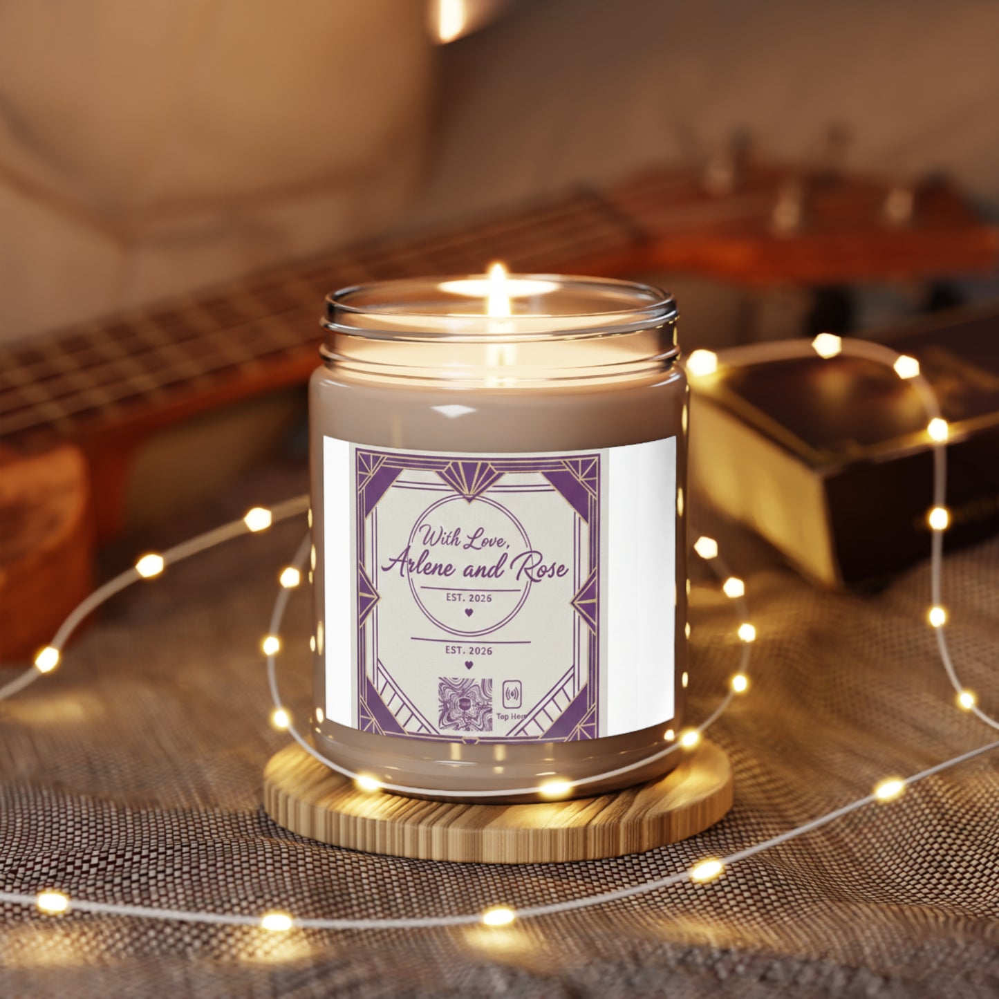 Soy Scented Candle 9oz — "With Love, Arlene and Rose" Decorative Jar