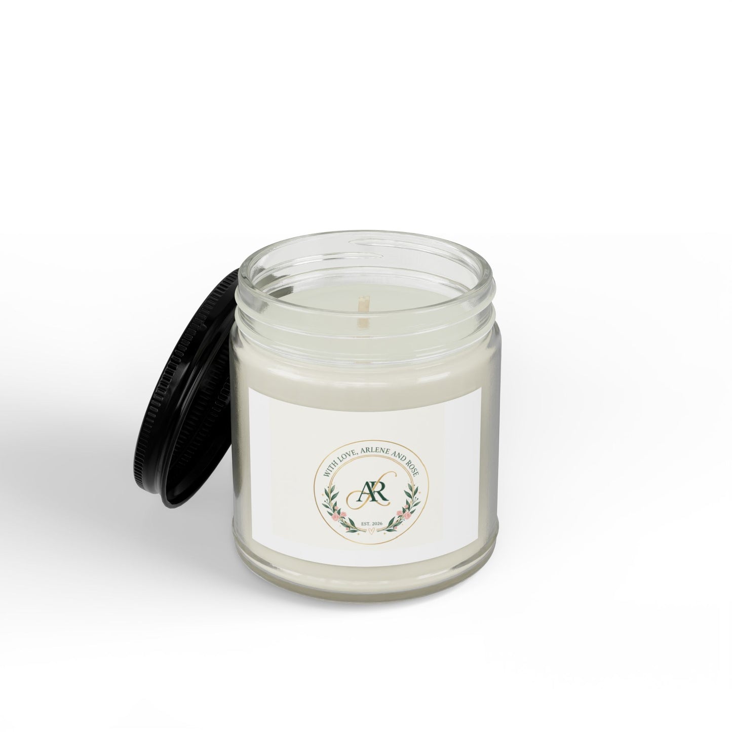 Scented Soy Candle Jar (4oz & 9oz) — Amber Glass with Black Lid
