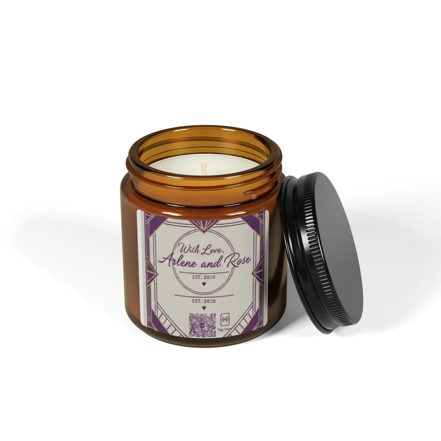 Amber Jar Soy Candle — Personalized 'With Love, Arlene and Rose' Scented Candle (Multi-Size)