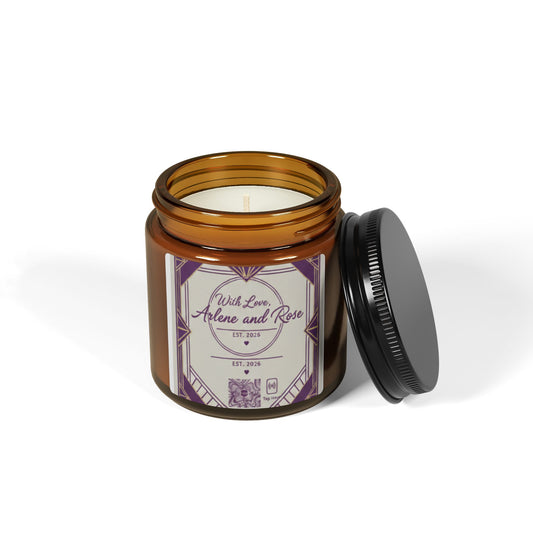 Amber Jar Soy Candle — Personalized 'With Love, Arlene and Rose' Scented Candle (Multi-Size)