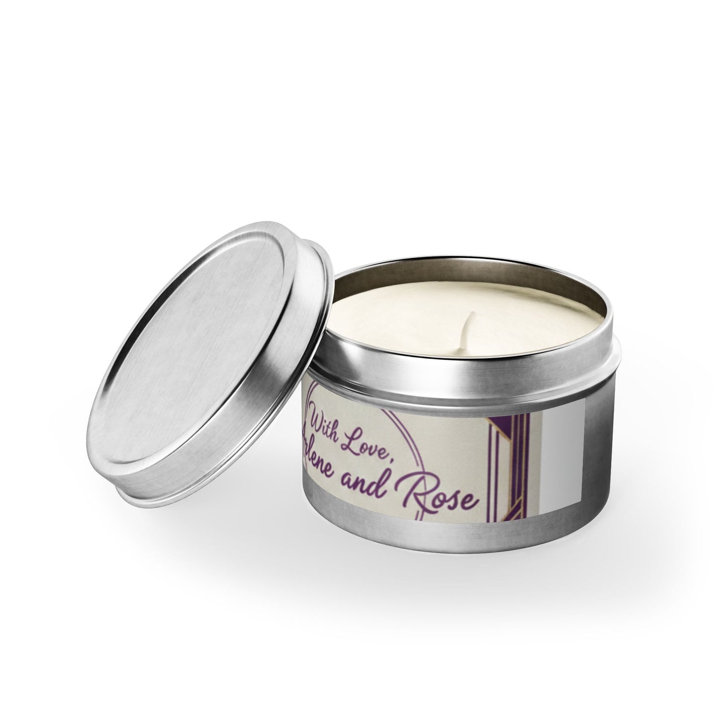 Personalized Tin Candle — "With Love, Arlene and Rose" Scented Gift