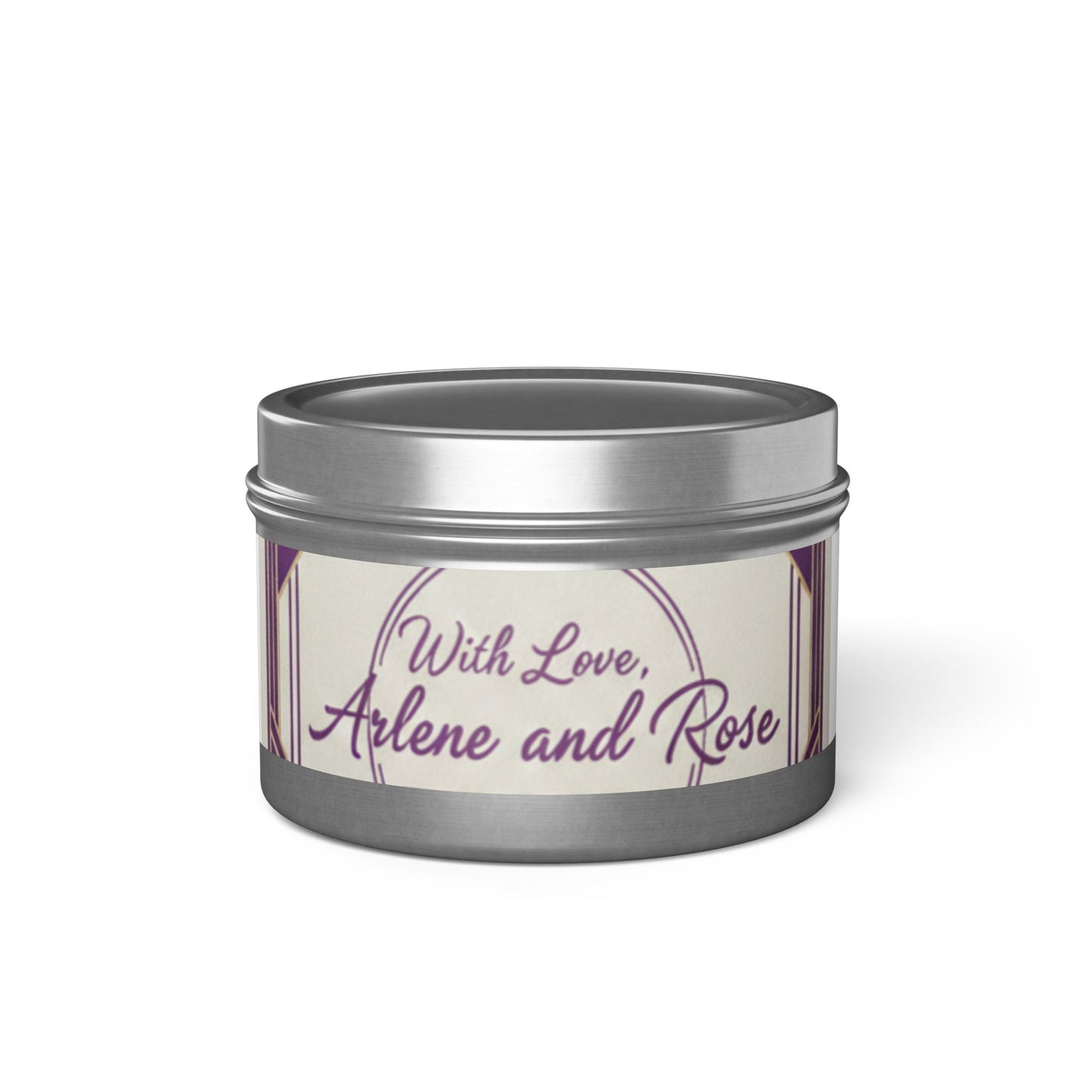 Personalized Tin Candle — "With Love, Arlene and Rose" Scented Gift