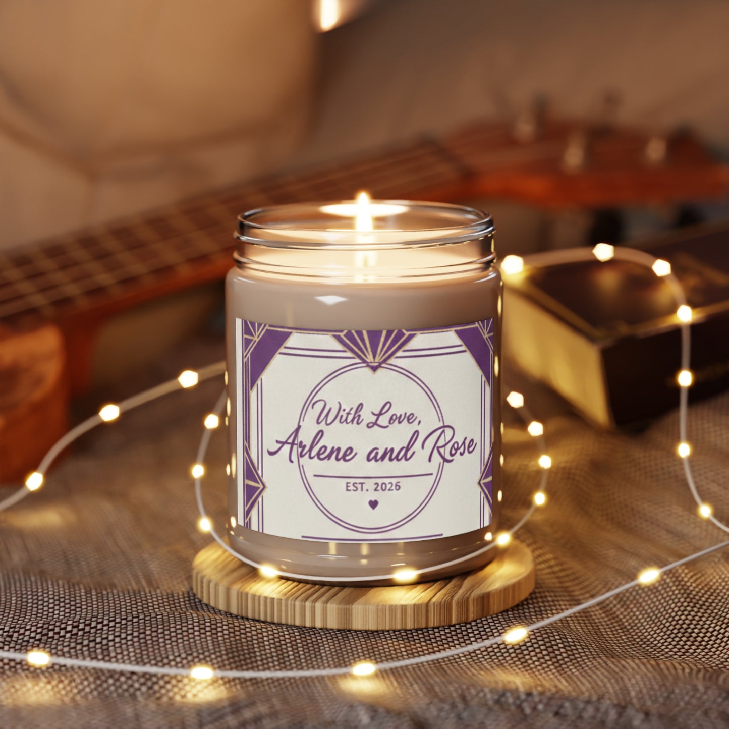 Personalized Soy Candle 9oz – "With Love, Arlene and Rose" White Lid