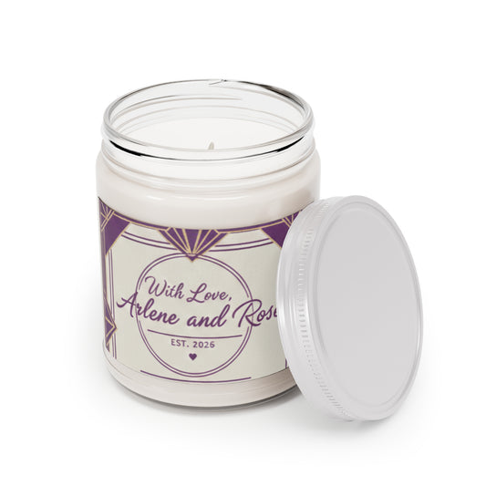Personalized Soy Candle 9oz – "With Love, Arlene and Rose" White Lid