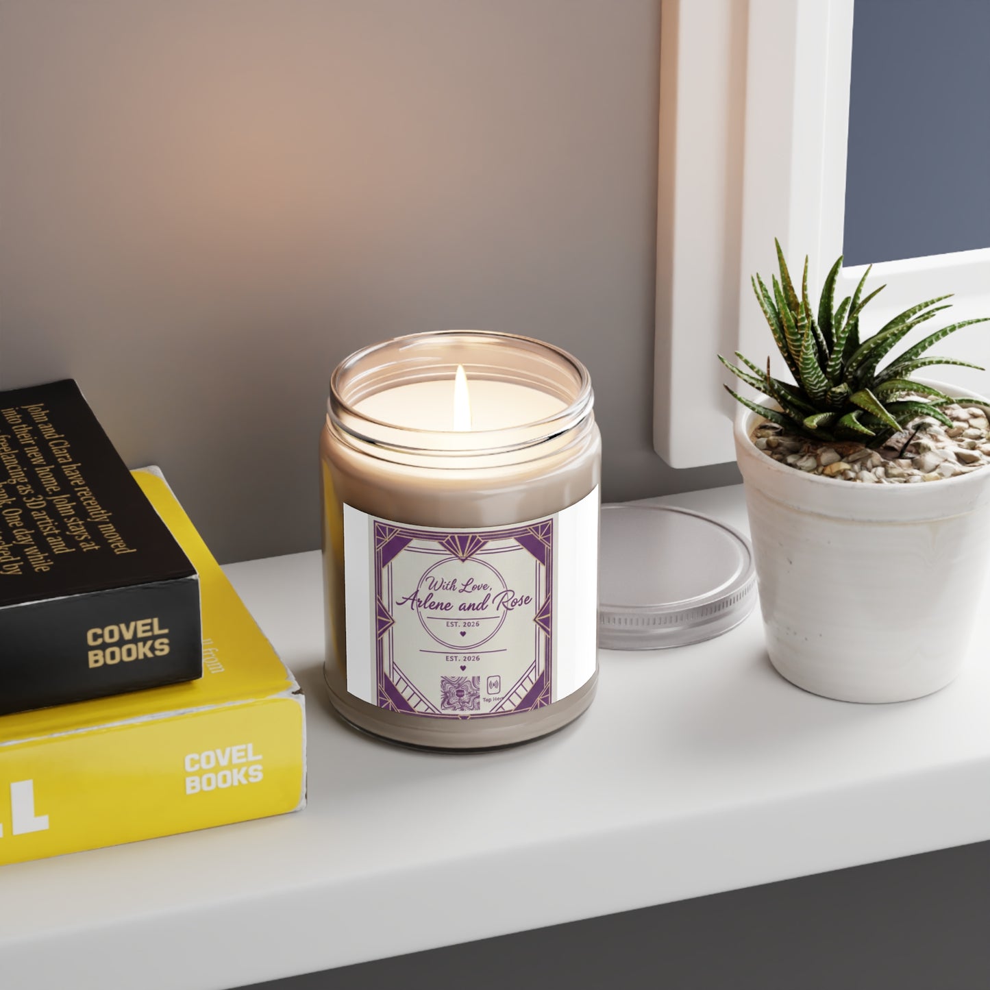 Soy Scented Candle 9oz — "With Love, Arlene and Rose" Decorative Jar
