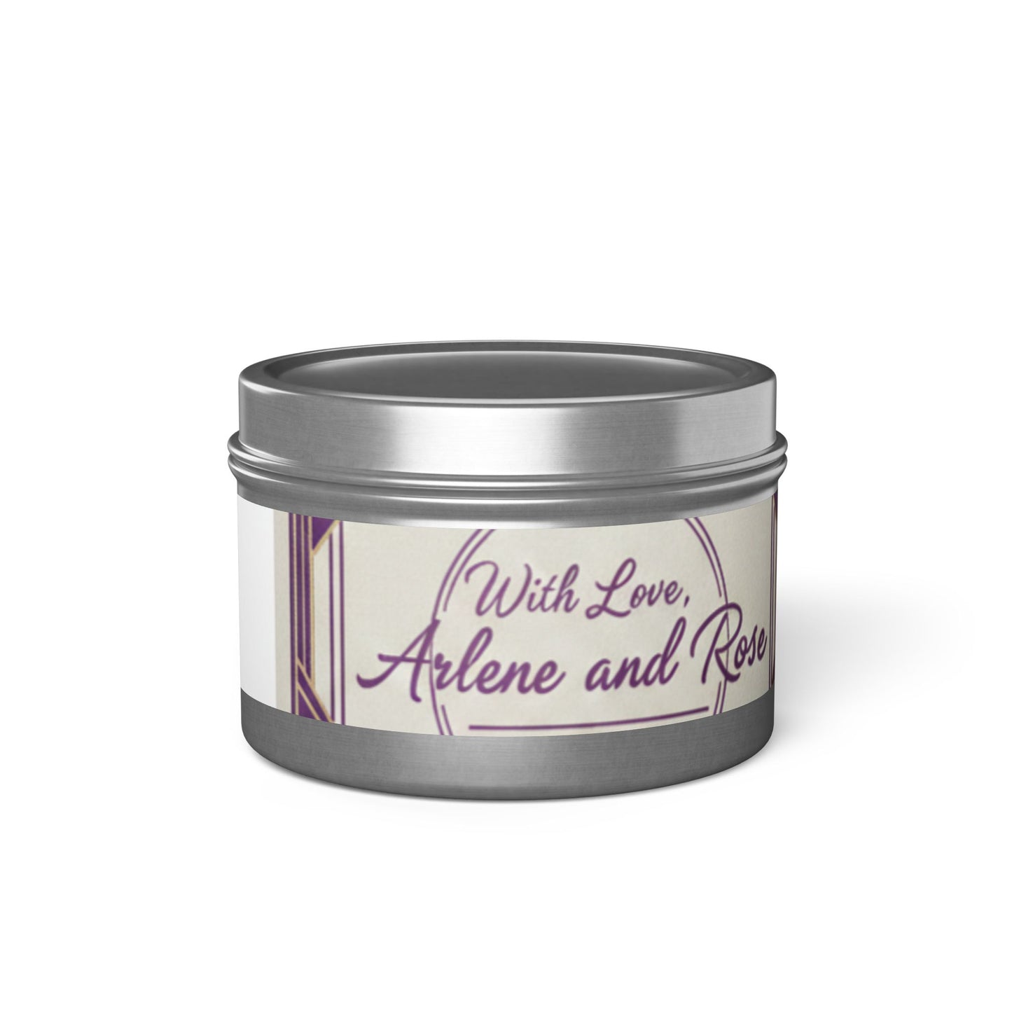 Personalized Tin Candle — "With Love, Arlene and Ron" Decorative Scented Candle