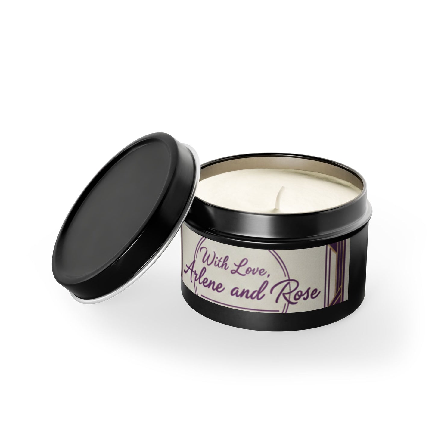 Personalized Tin Candle — "With Love, Arlene and Ron" Decorative Scented Candle