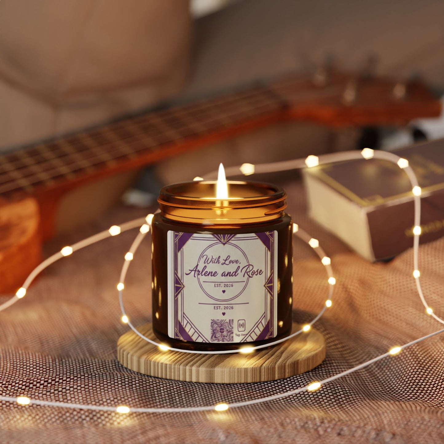 Amber Jar Soy Candle — Personalized 'With Love, Arlene and Rose' Scented Candle (Multi-Size)