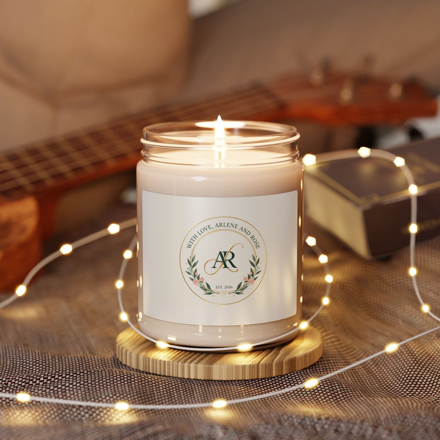 Soy Candle — Floral Monogram Scented Jar (9 oz)