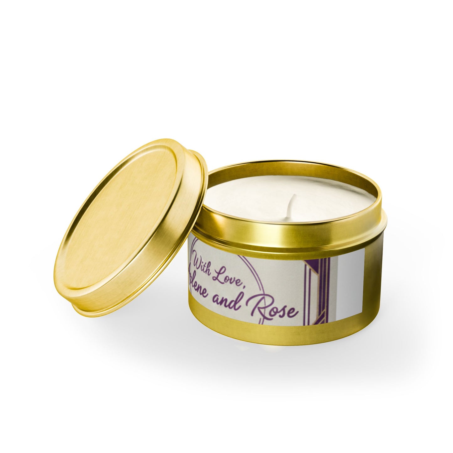 Personalized Tin Candle — "With Love, Arlene and Rose" Scented Gift