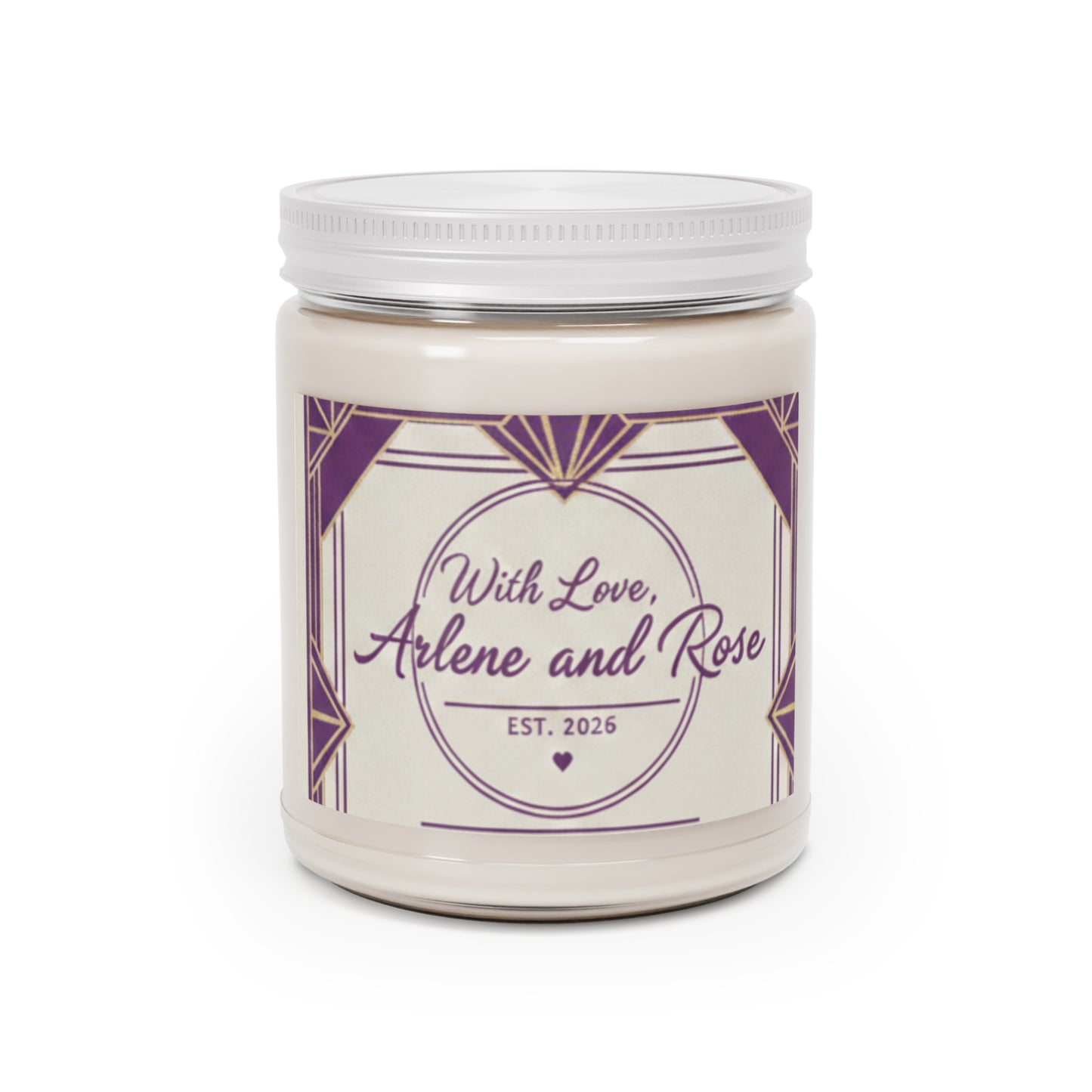 Personalized Soy Candle 9oz – "With Love, Arlene and Rose" White Lid