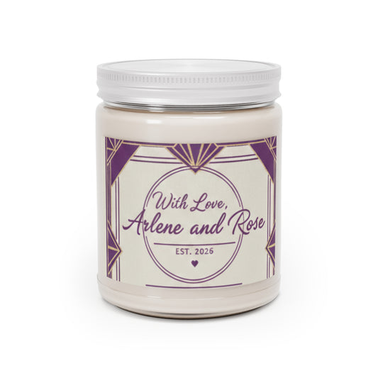 Personalized Soy Candle 9oz – "With Love, Arlene and Rose" White Lid