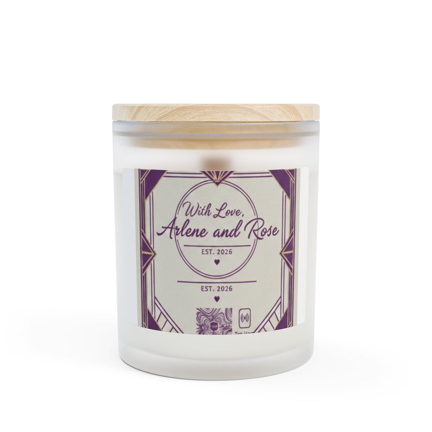 Frosted Glass Candle — Personalized “With Love, Arlene and Rose” Scented Candle, 11oz