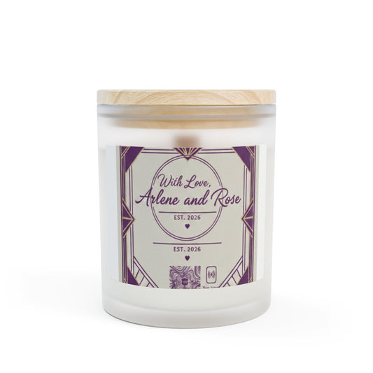 Frosted Glass Candle — Personalized “With Love, Arlene and Rose” Scented Candle, 11oz