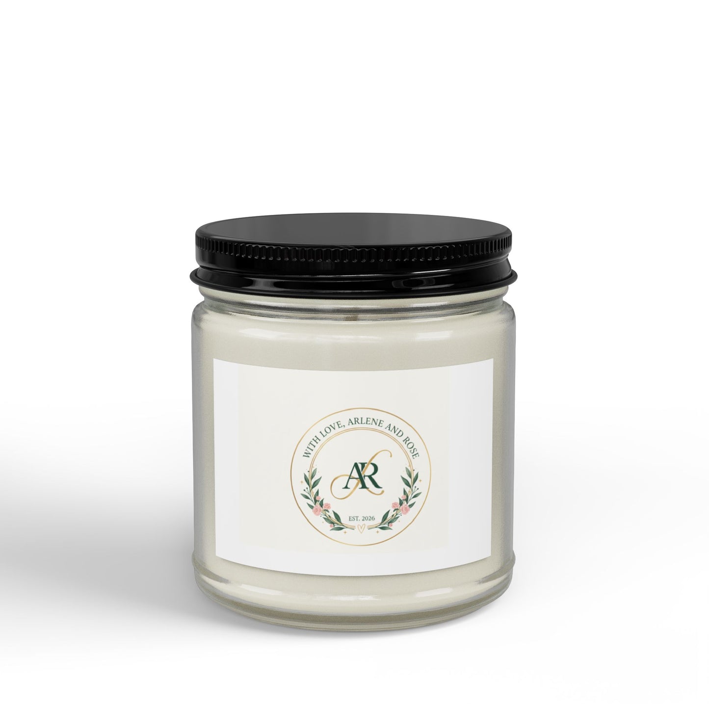 Scented Soy Candle Jar (4oz & 9oz) — Amber Glass with Black Lid