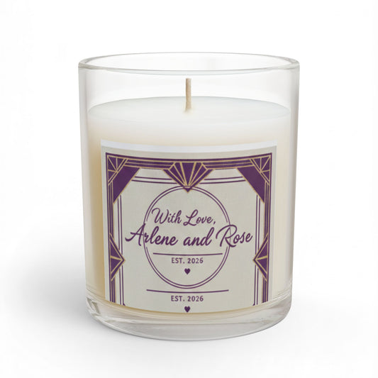 Personalized Glass Candle — "With Love, Arlene and Rose" 11oz | Custom Wedding & Anniversary Favor