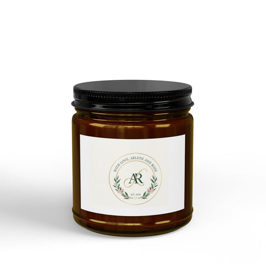 Scented Soy Candle Jar (4oz & 9oz) — Amber Glass with Black Lid