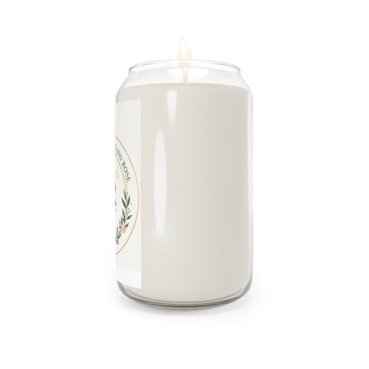 Personalized Soy Candle 13.75oz — Monogram 'AR' with Floral Wreath, Est. 2026 (Custom Message)