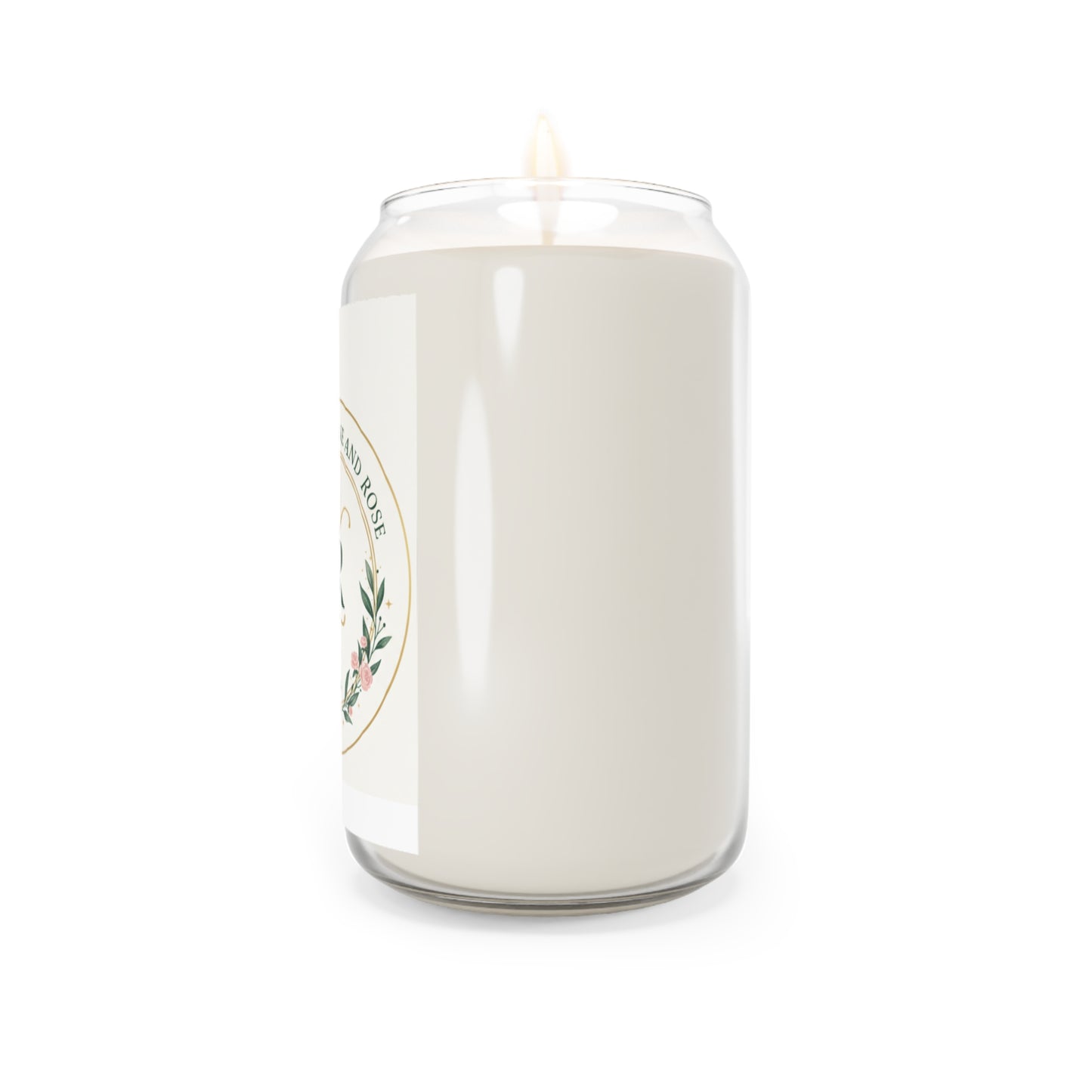 Personalized Soy Candle 13.75oz — Monogram 'AR' with Floral Wreath, Est. 2026 (Custom Message)