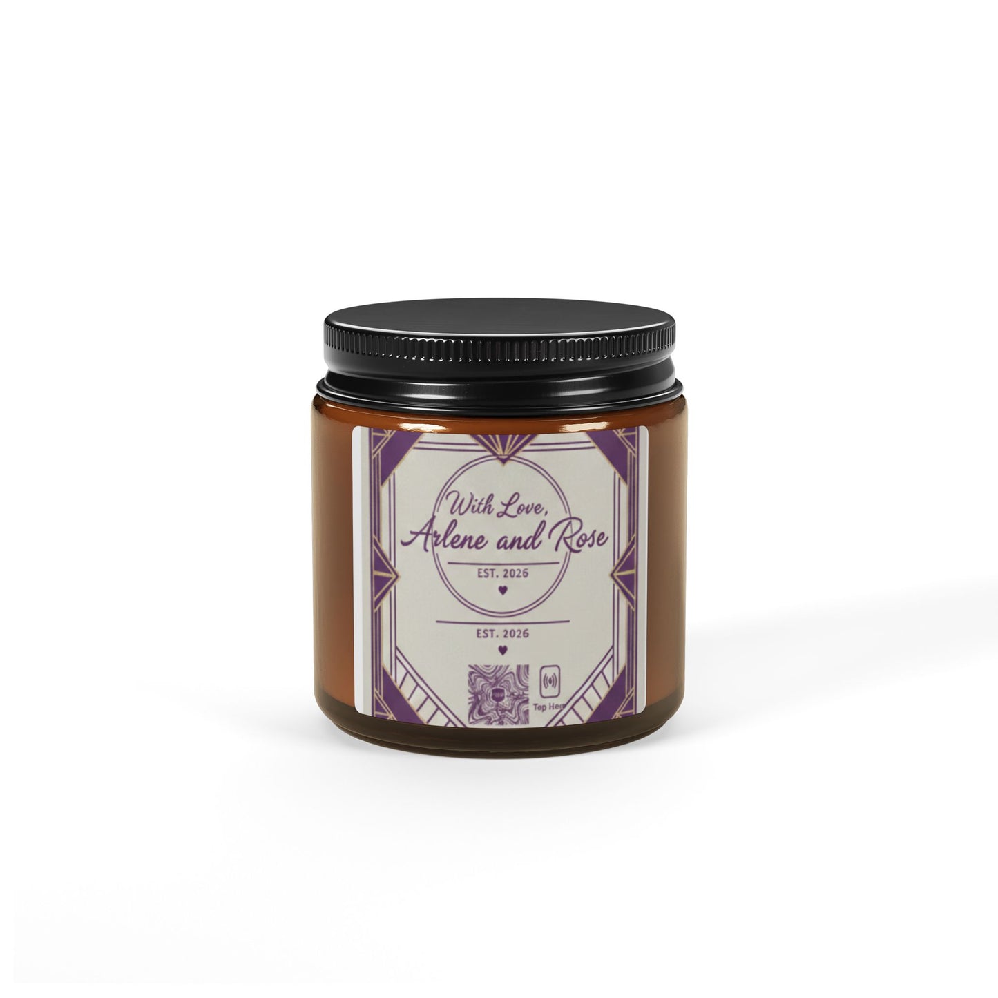 Amber Jar Soy Candle — Personalized 'With Love, Arlene and Rose' Scented Candle (Multi-Size)