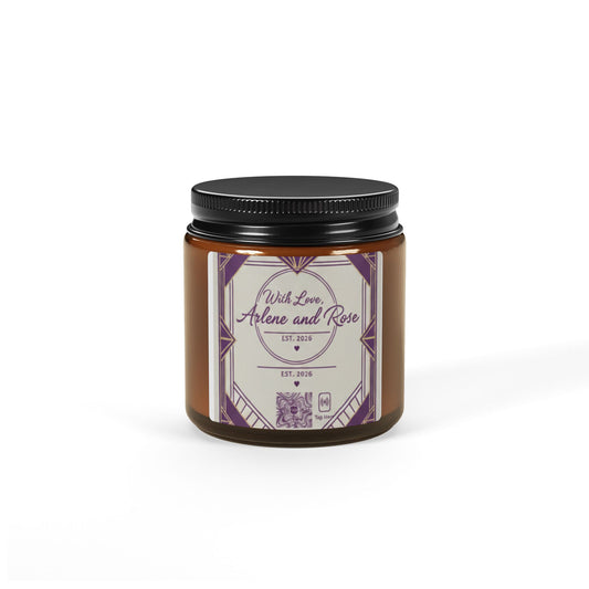 Amber Jar Soy Candle — Personalized 'With Love, Arlene and Rose' Scented Candle (Multi-Size)